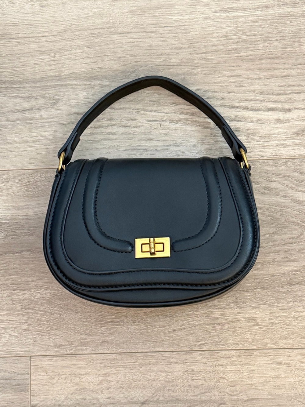 Forever 21 Black Top-Handle Bag with Gold Hardware